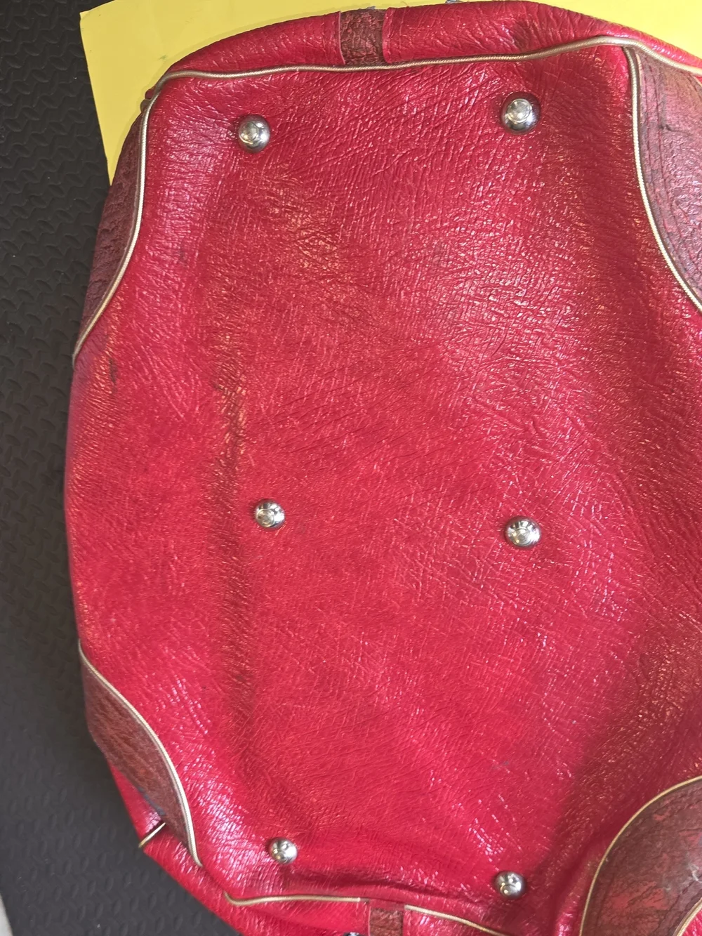 Vintage MacGregor Pebbled Red Leather Travel Duffel Bag (Made in USA)